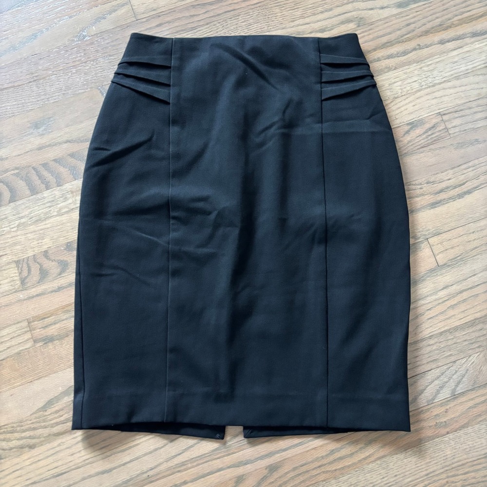 Express Womens Black High Waisted Pleated Detail Pencil Skirt Size 0 Lined Work